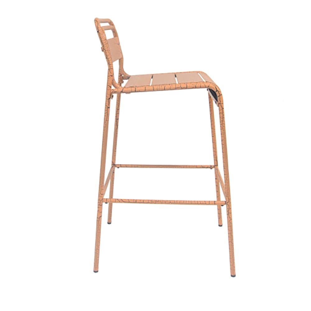 Carmella Stackable Metal Outdoor Bar Stool, Orange, 2 Count