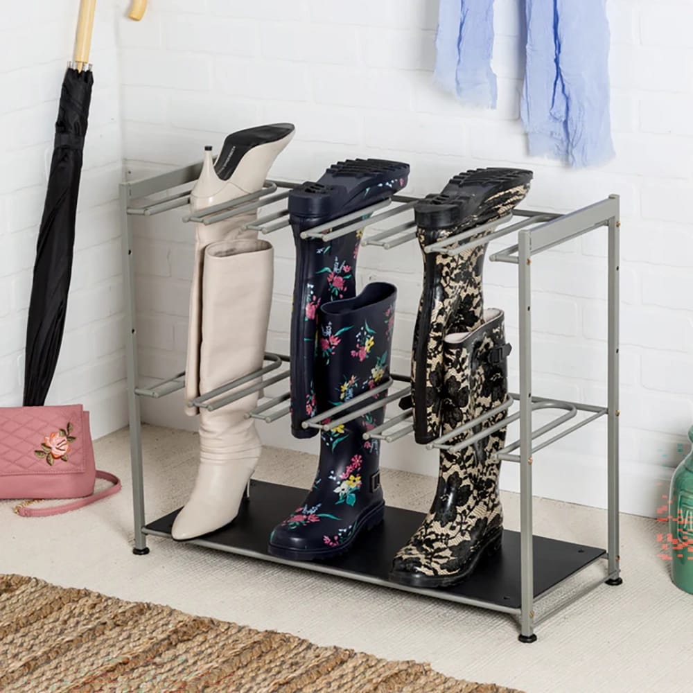 Honey Can Do Hanging Boot Storage and Drying Rack, Silver