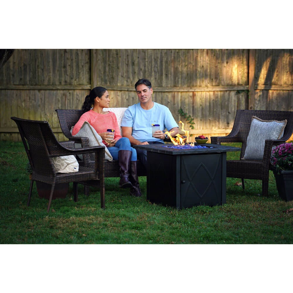 Endless Summer 30" Outdoor Propane Gas Fire Pit, 30,000 BTU, Blue Fireglass