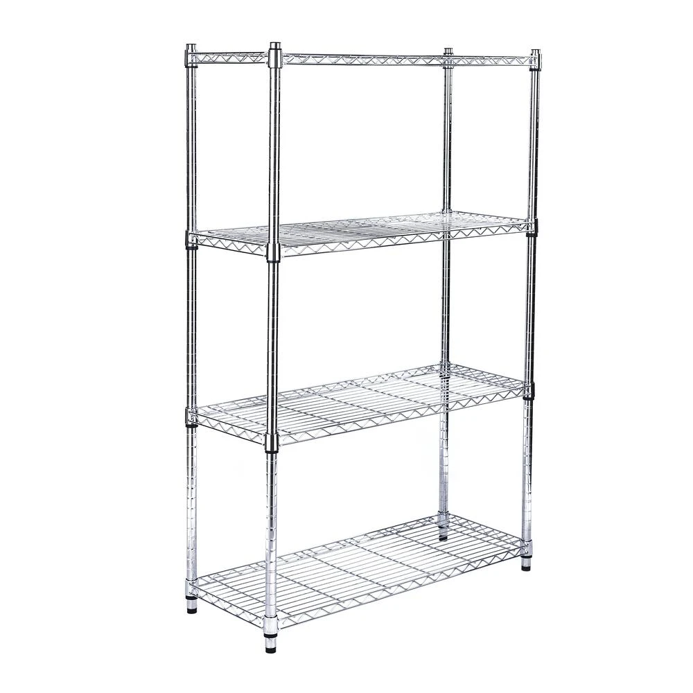 MZG 4-Tier Heavy Duty Wire Shelving Unit – 13.7"x29.5"x47.2", Chrome, 1000lb Capacity