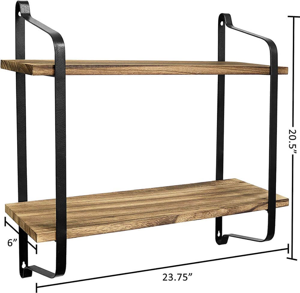 Greenco 2-Tier Rustic Floating Shelves, Brown