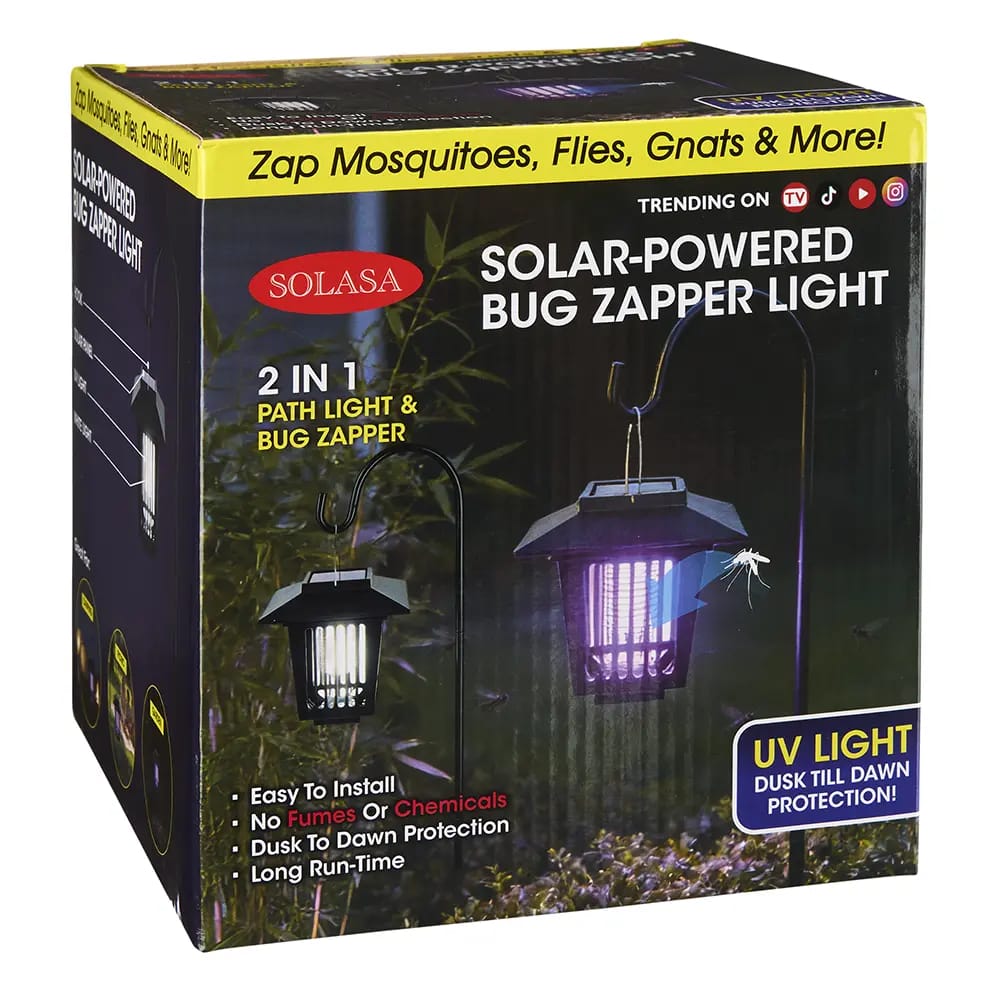 Solasa 2-In-1 Solar Hanging Path Light & Bug Zapper