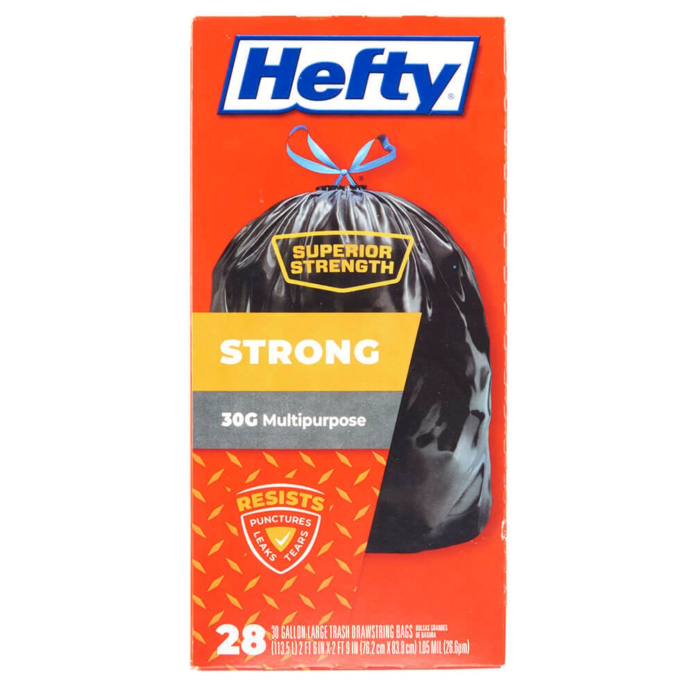 Hefty Strong 30 Gallon Multipurpose Trash Bags, 28 Count