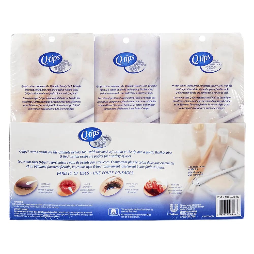 Q-Tips 3-Pack Cotton Swabs, 625 Count