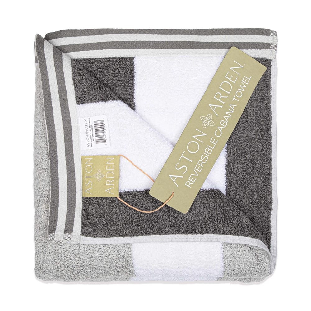Aston and Arden Reversible Resort Towel, Light Gray/Dark Gray, 70" x 35"