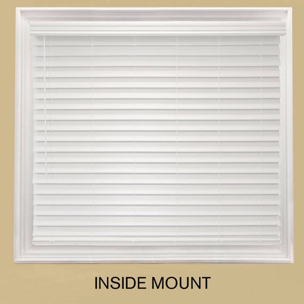 Cordless Premium Faux Wood Blinds with 2.5" Slats, White, 35" x 72"