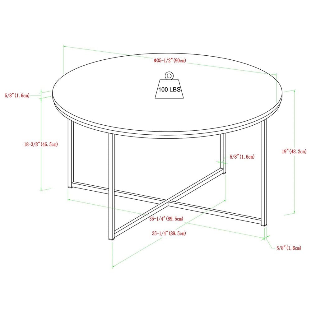 Walker Edison Cora Modern Round Faux Marble Top Coffee Table, Walnut/Gold