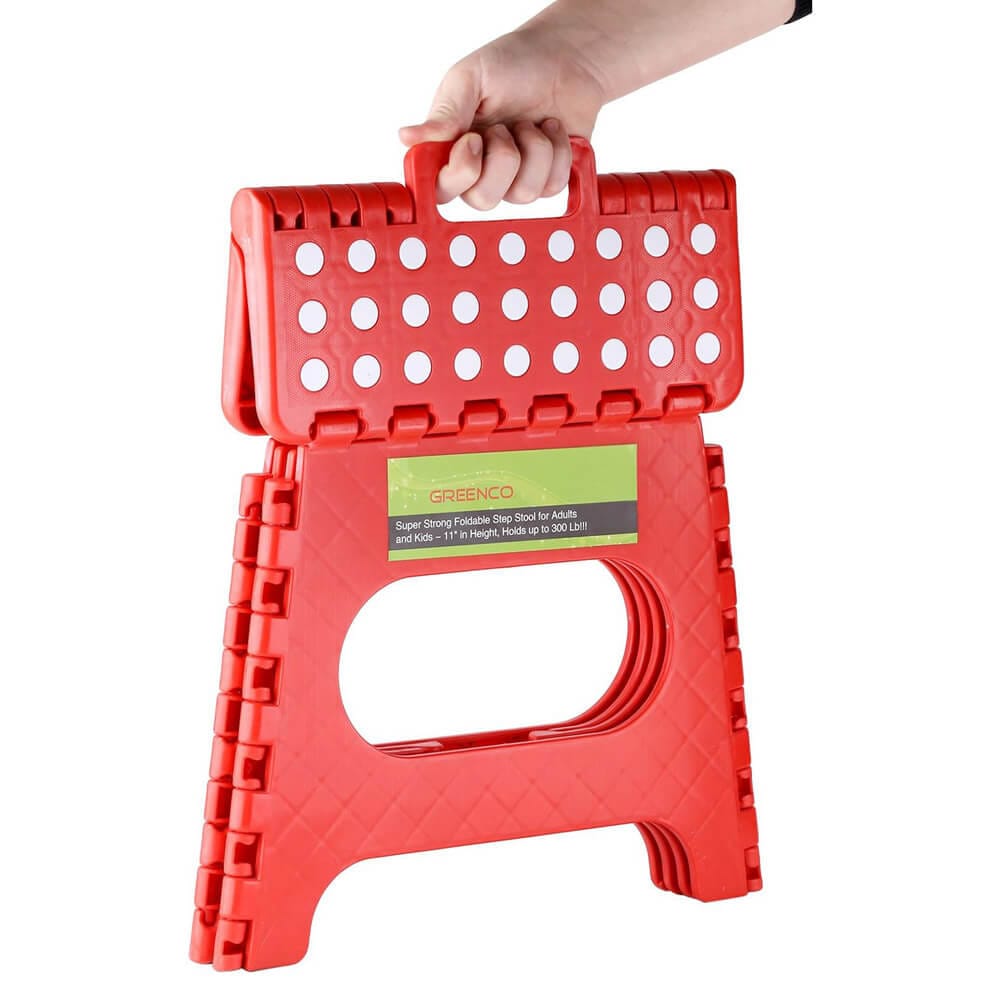 Greenco Foldable Step Stool, Red