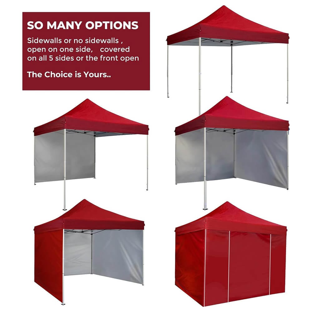 10' x 10' Pop-Up Canopy Tent with 5 Sidewalls, Red