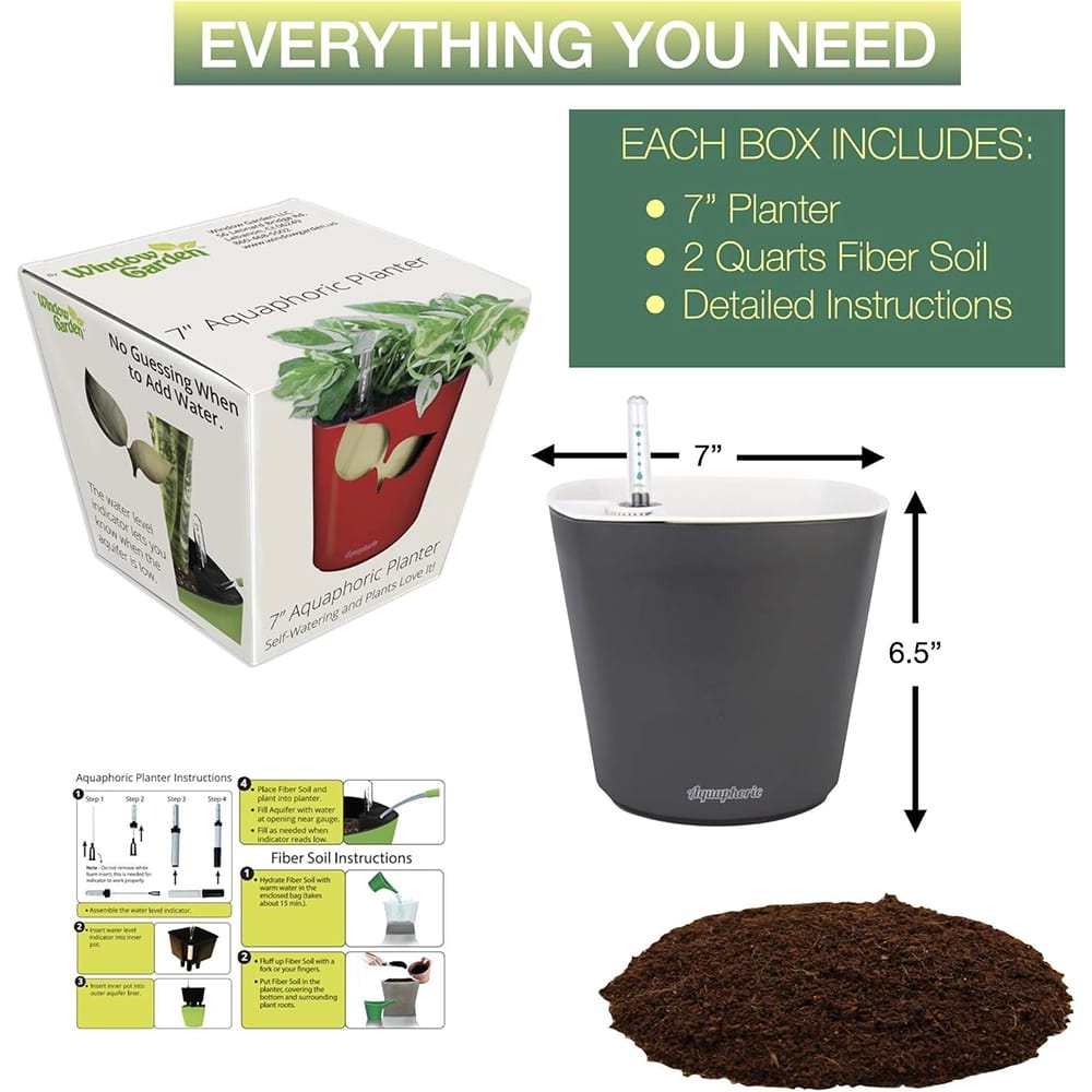 Aquaphoric 7" Self Watering Planter, Charcoal