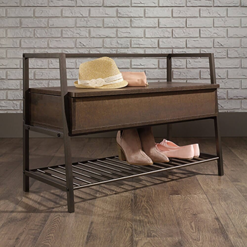 Sauder North Avenue Storage Bench, Smoked Oak Finish