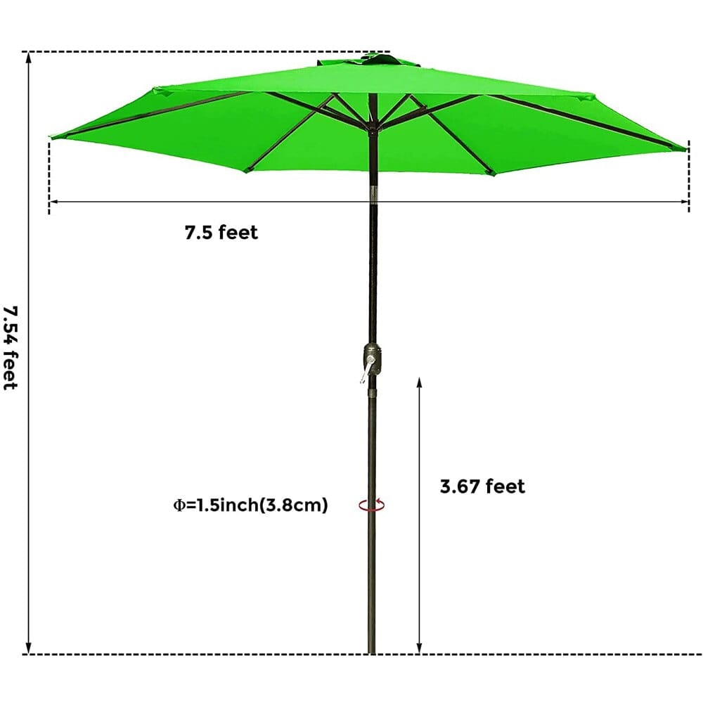 Outdoor Patio Umbrella with UV Protection, 7.5', Lime Green