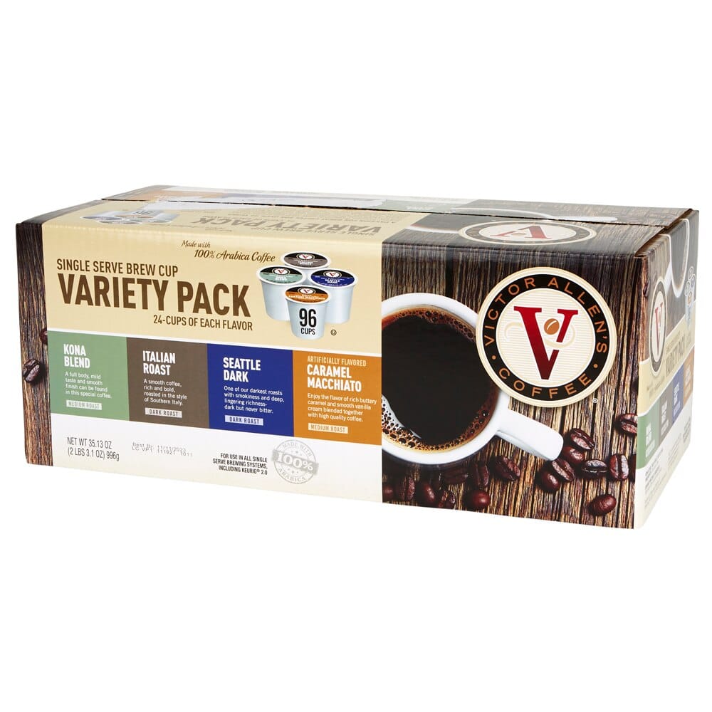 Victor Allen's Variety Pack Dark Roast Coffee Cups, 96 Count