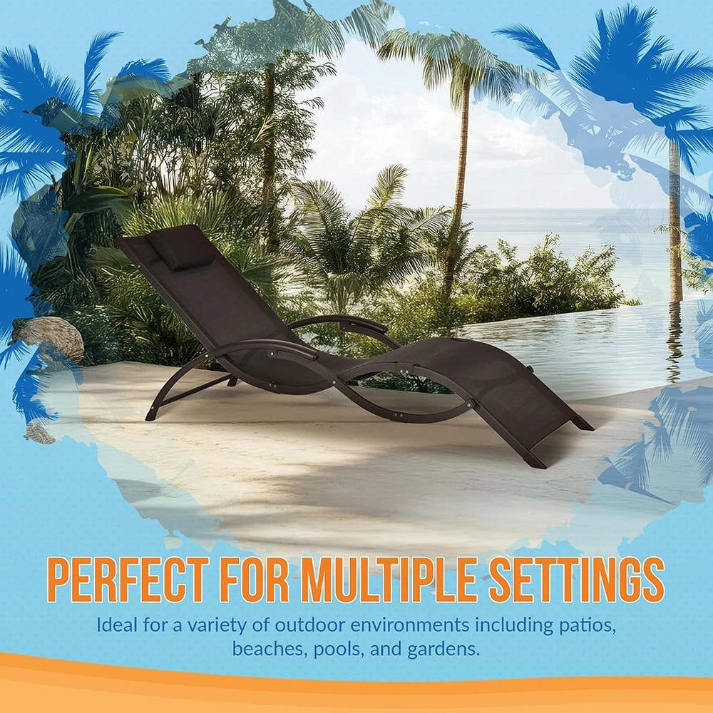 Island Retreat Outdoor Mesh Lounge Chair, Black