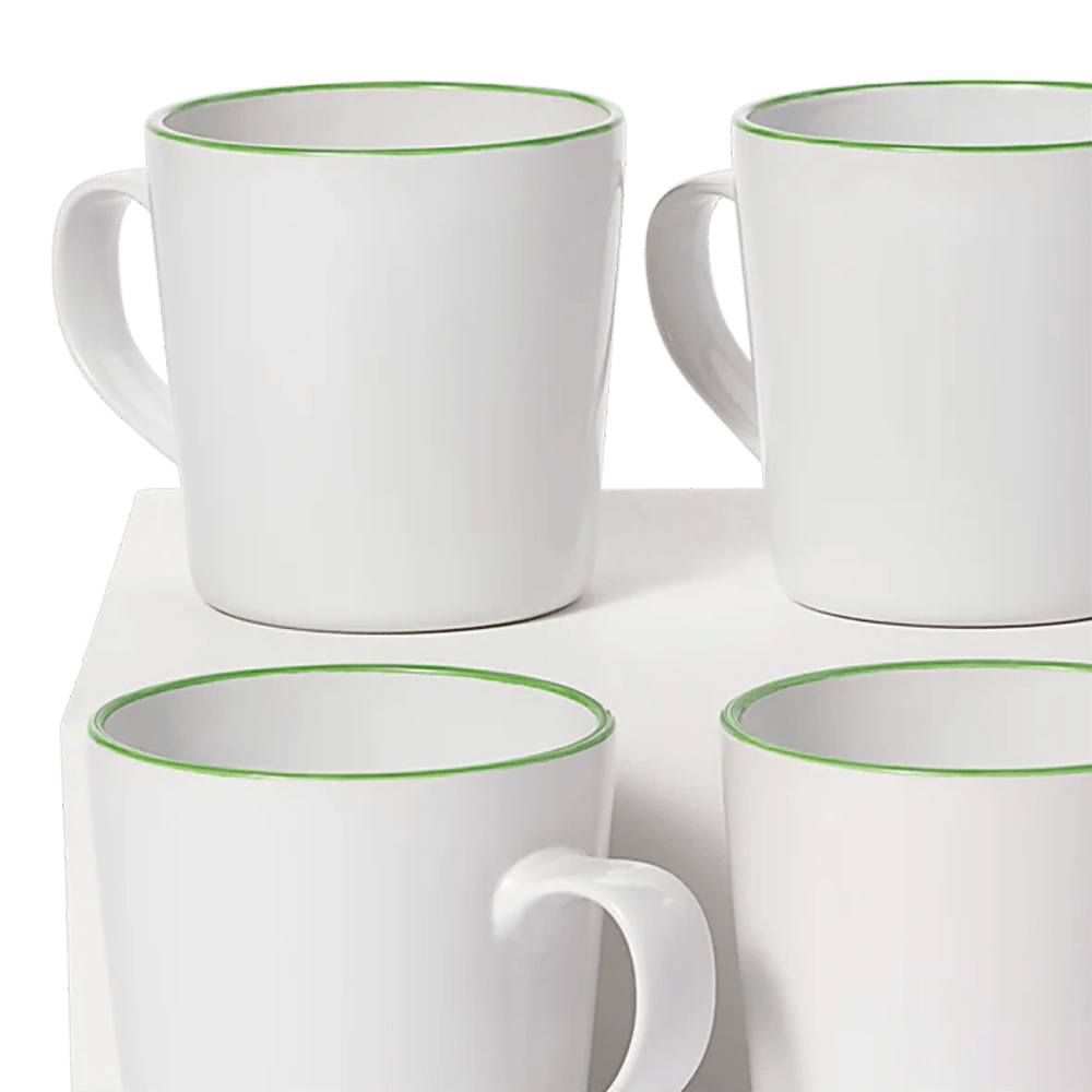 Leeway Mug, Green Stripe, Set of 4