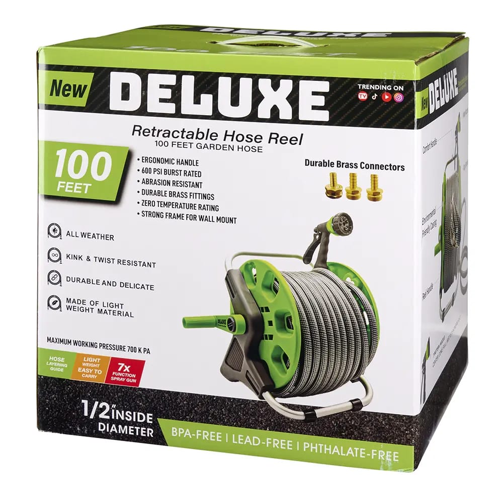 Deluxe Retractable Hose Reel, 100'