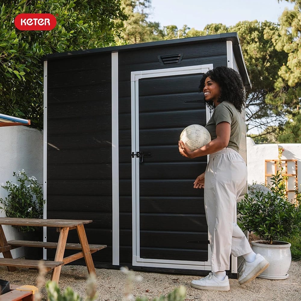 Keter 6' x 4' Resin Outdoor Storage Shed, Gray/White