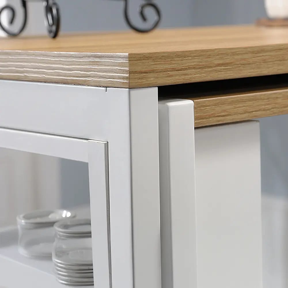 Sauder Wood and Metal Kitchen Island with Storage, White