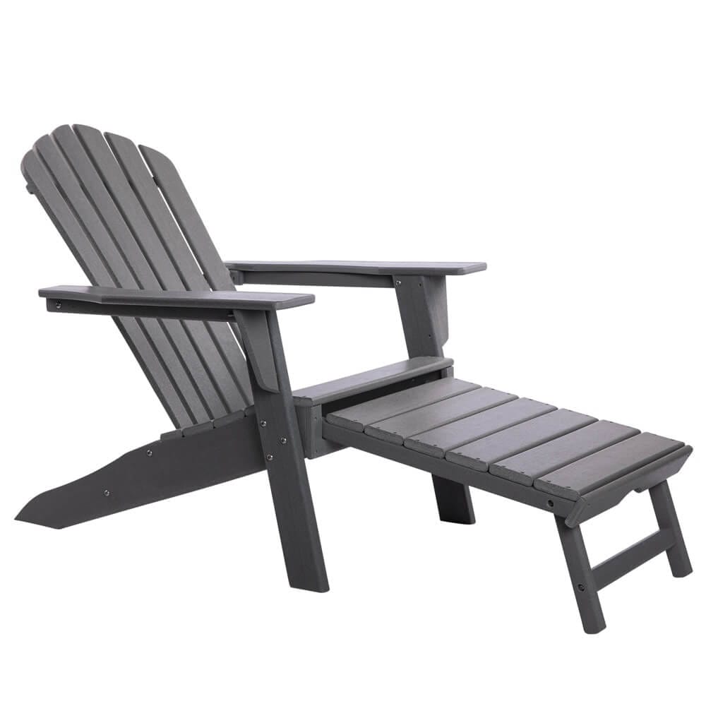 All-Weather Adirondack Chair with Ottoman, Gray