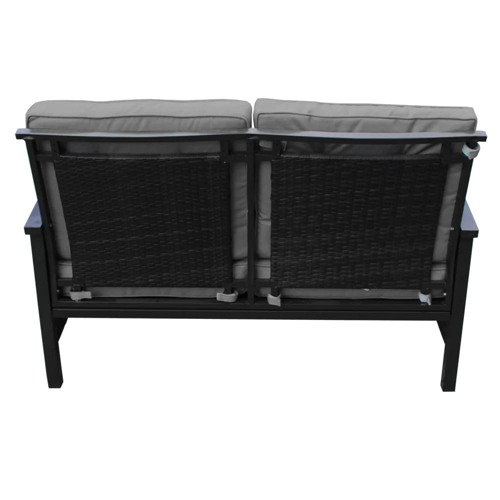 Pebble Lane Living Palmetto Aluminum & Wicker Loveseat, Black