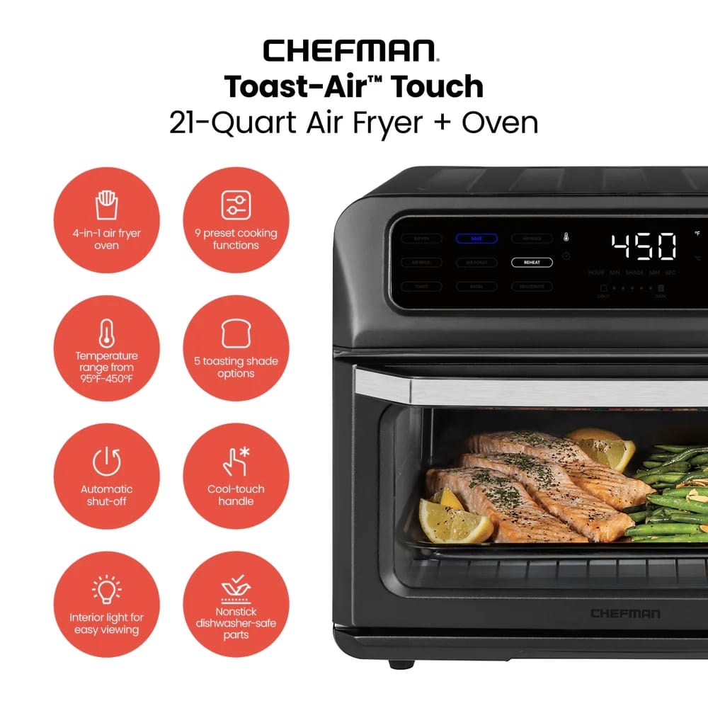 Chefman 20 Qt. Touch Air Fryer and Oven, Black