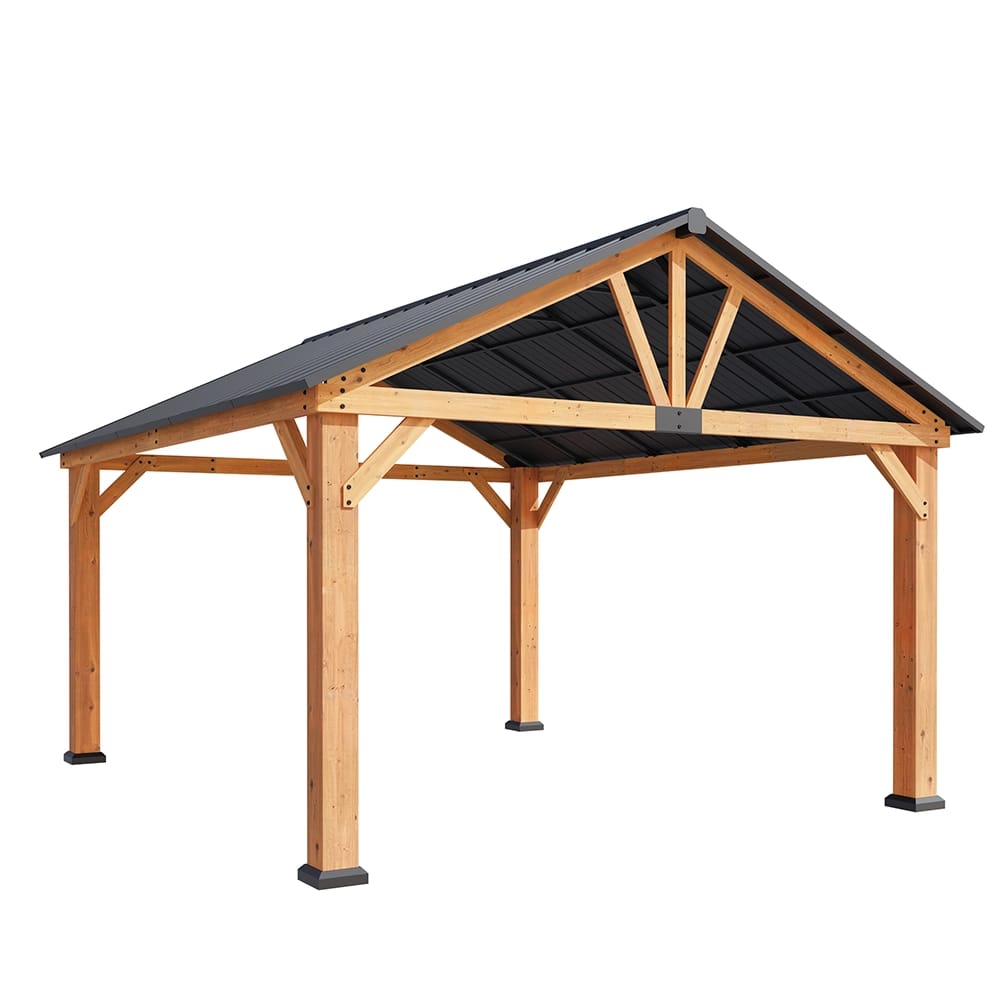 Woodland 13' x 15' Cedar Wood Hard Top Gazebo
