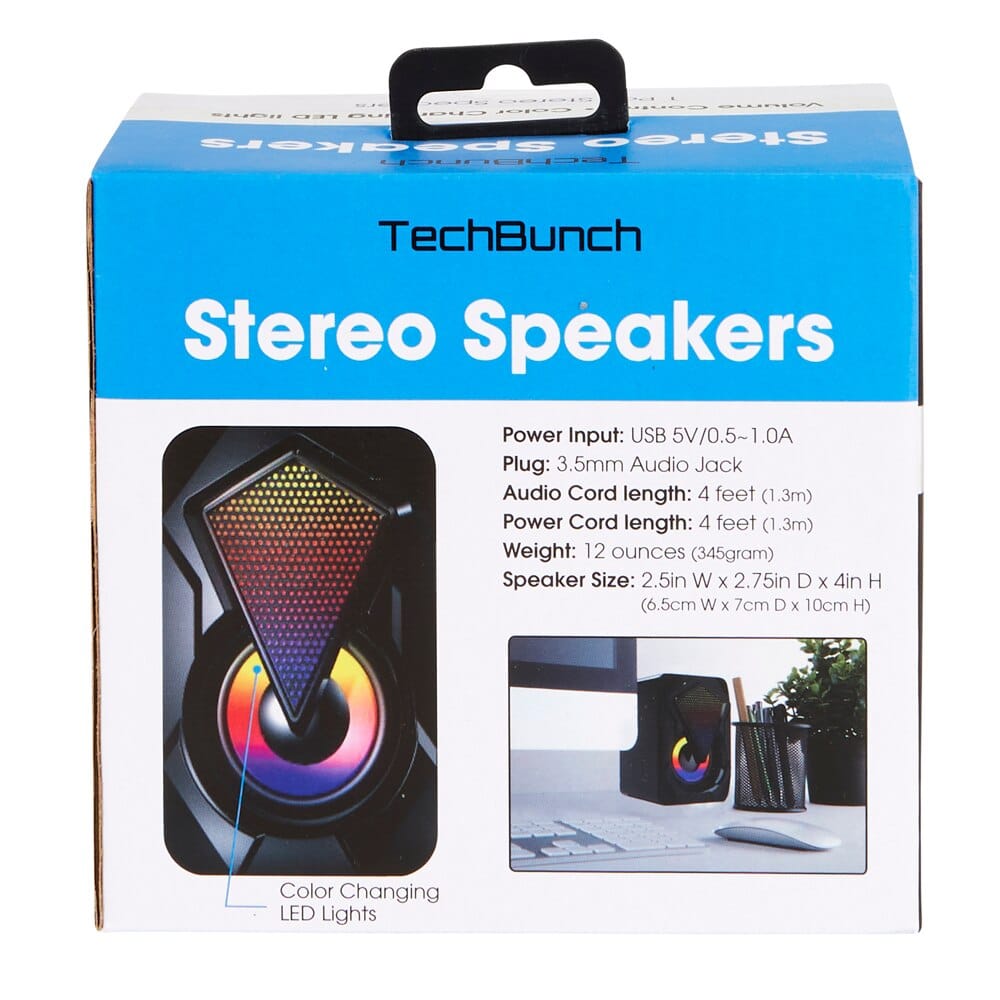 TechBunch Stereo Speakers with Color-Changing LED Lights