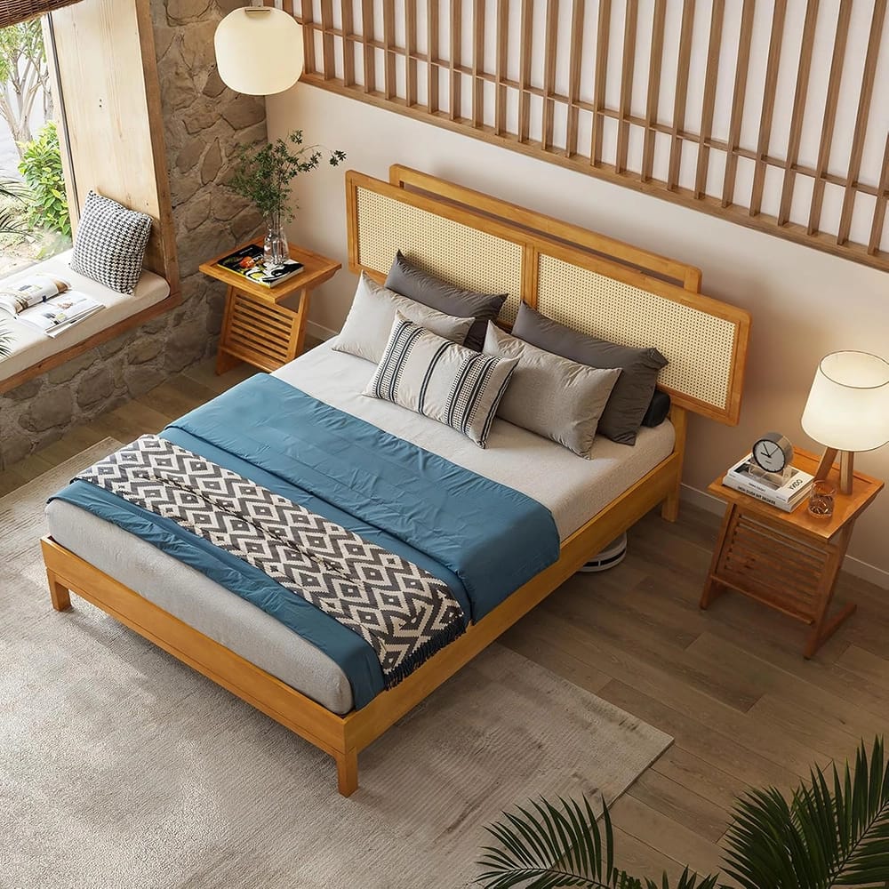Bme Neil Queen Bed Frame, Teak Brown