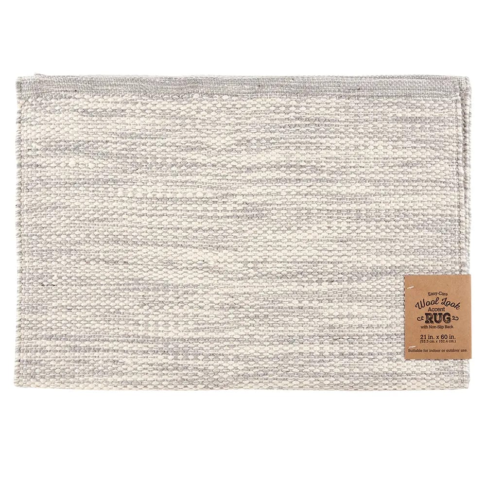 Wool Look Easy-Care Indoor/Outdoor Accent Rug, 21" x 60"
