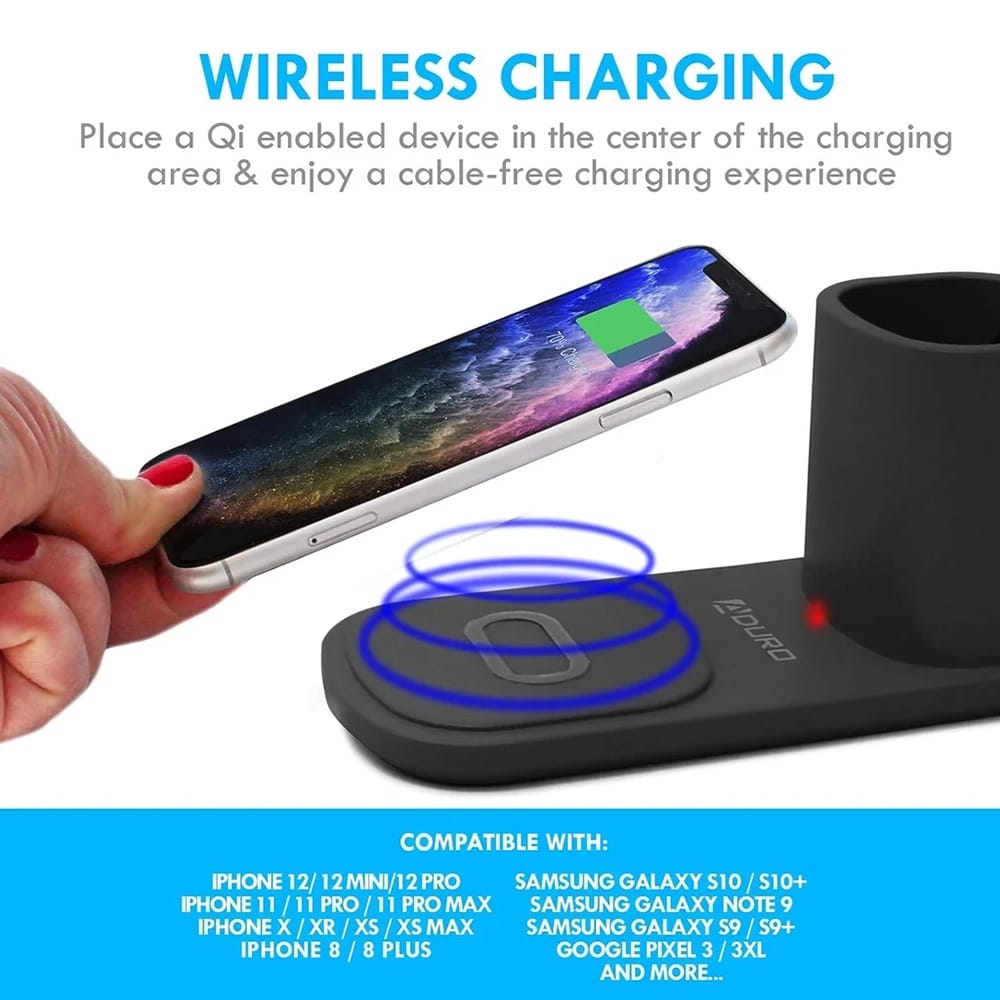Aduro LED Desk Lamp With Wireless Charger, Black