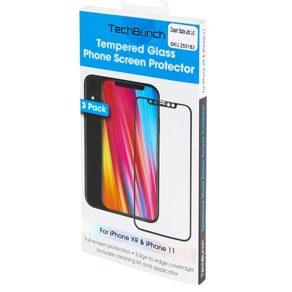 TechBunch Tempered Glass iPhone XR and iPhone 11 Screen Protectors, 3 Count