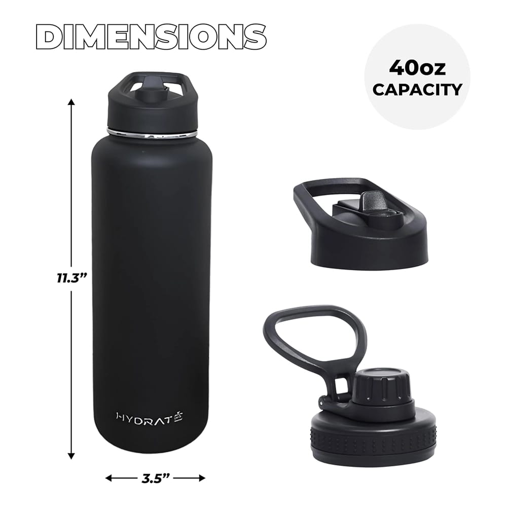 HYDRATE 40 oz Water Bottle, Black