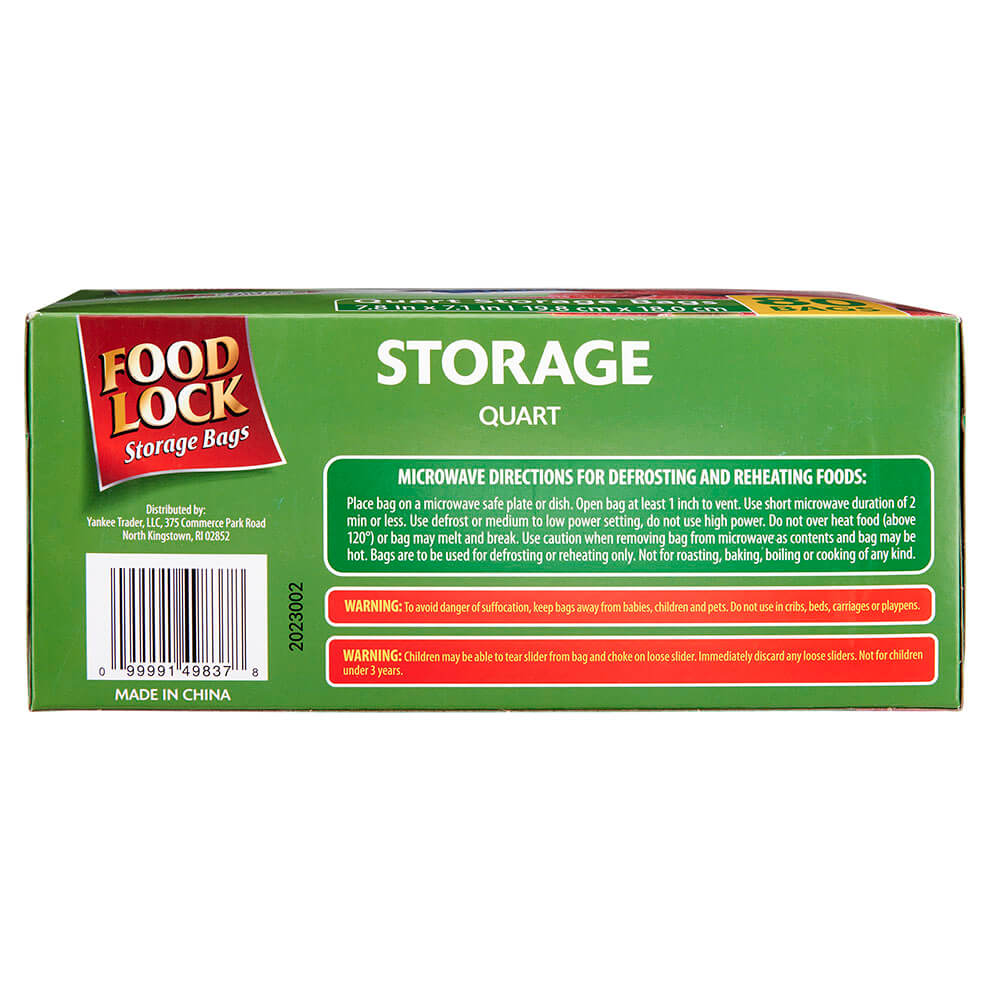 Food Lock Easy Slider Quart Storage Bags, 80 Count