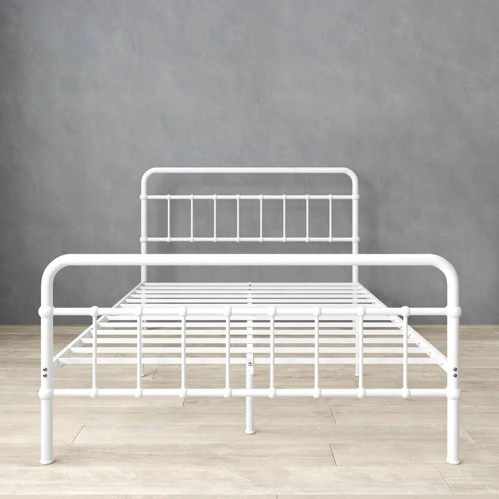 Zinus Florence Metal Platform Bed Frame, King, White