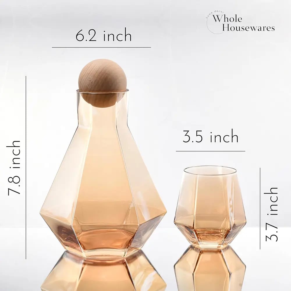 Whole Housewares Diamond Inspired Wine Glasses, Gold, Set of 5