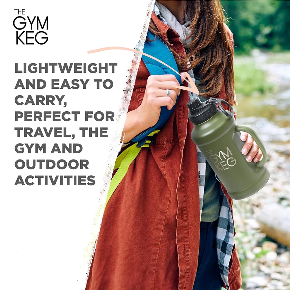 The Gym Keg 40 oz Insulated Water Bottle, Rainforest Green