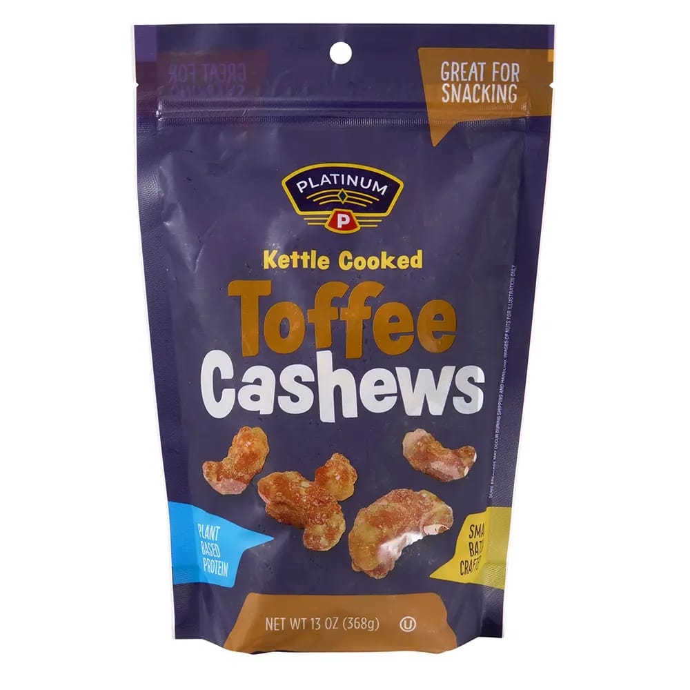 Platinum Kettle Cooked Toffee Cashews, 13 oz