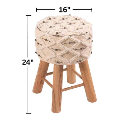 Albany Living 24" Upholstered Patterned Stool, Tan