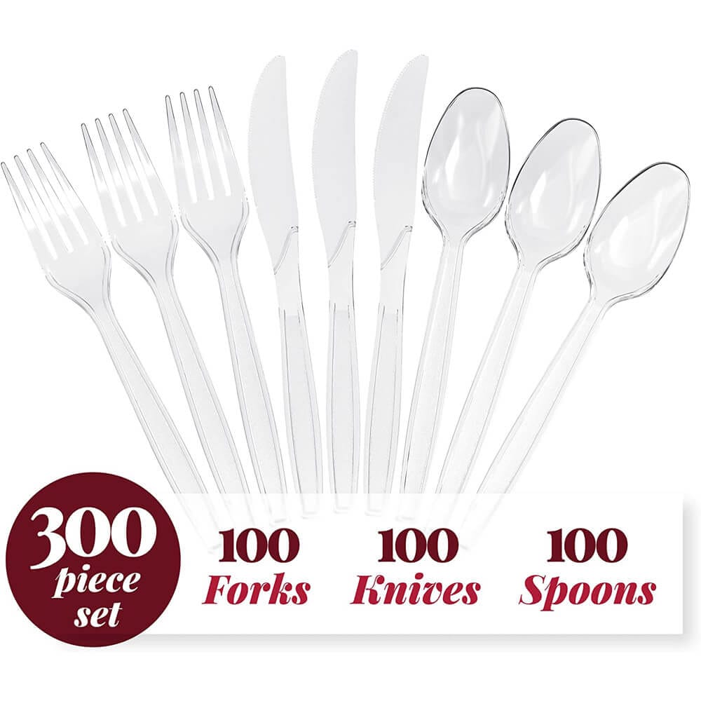 Prestee 300-Piece Plastic Silverware Set