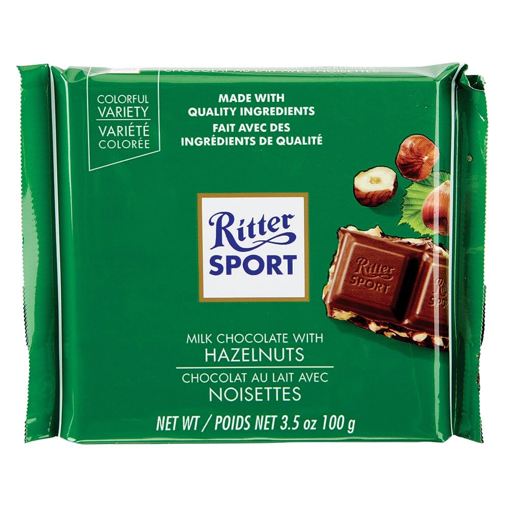 Ritter Sport Alpine Milk Chocolate with Hazelnuts, 3.5 oz