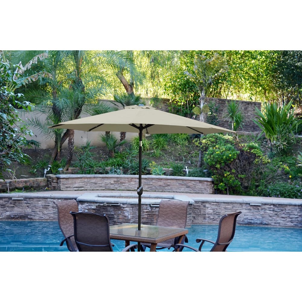 Jeco 9' Aluminum Patio Market Umbrella with Tilt and Crank, Tan/Black