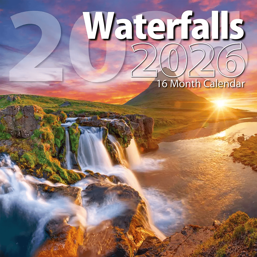 2026 Waterfalls Themed 16 Month Wall Calendar, 12"