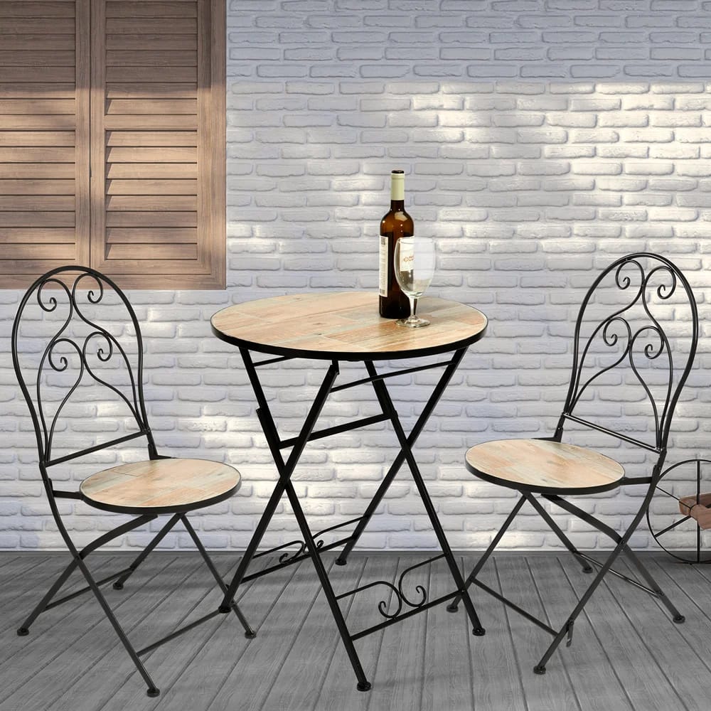 Wood-Look Tile-Top Bistro Table