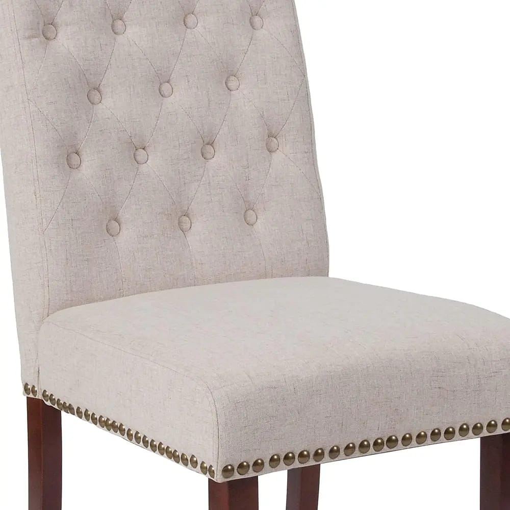 Flash Furniture Fabric Parsons Chair with Rolled Back, Accent Nail Trim, Set of 2 , Beige