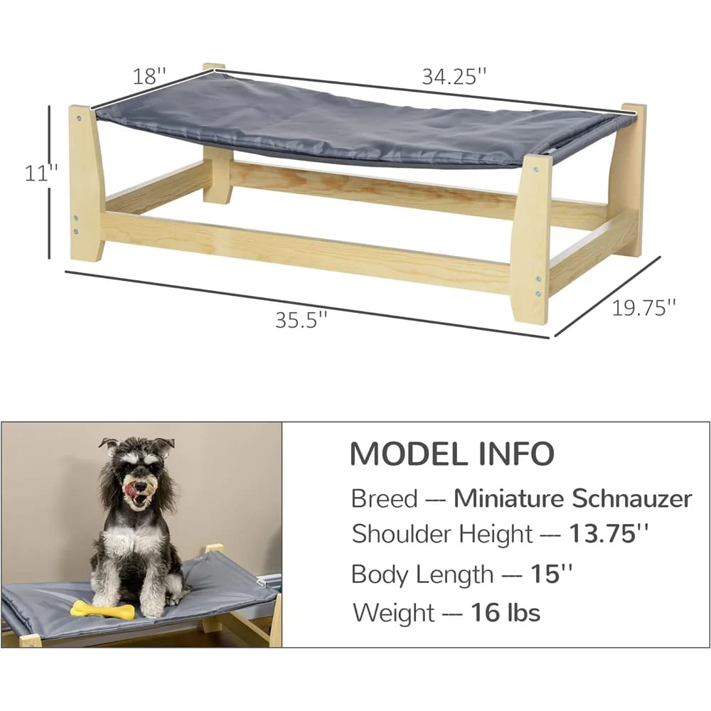 PawHut Raised Wooden Pet Bed