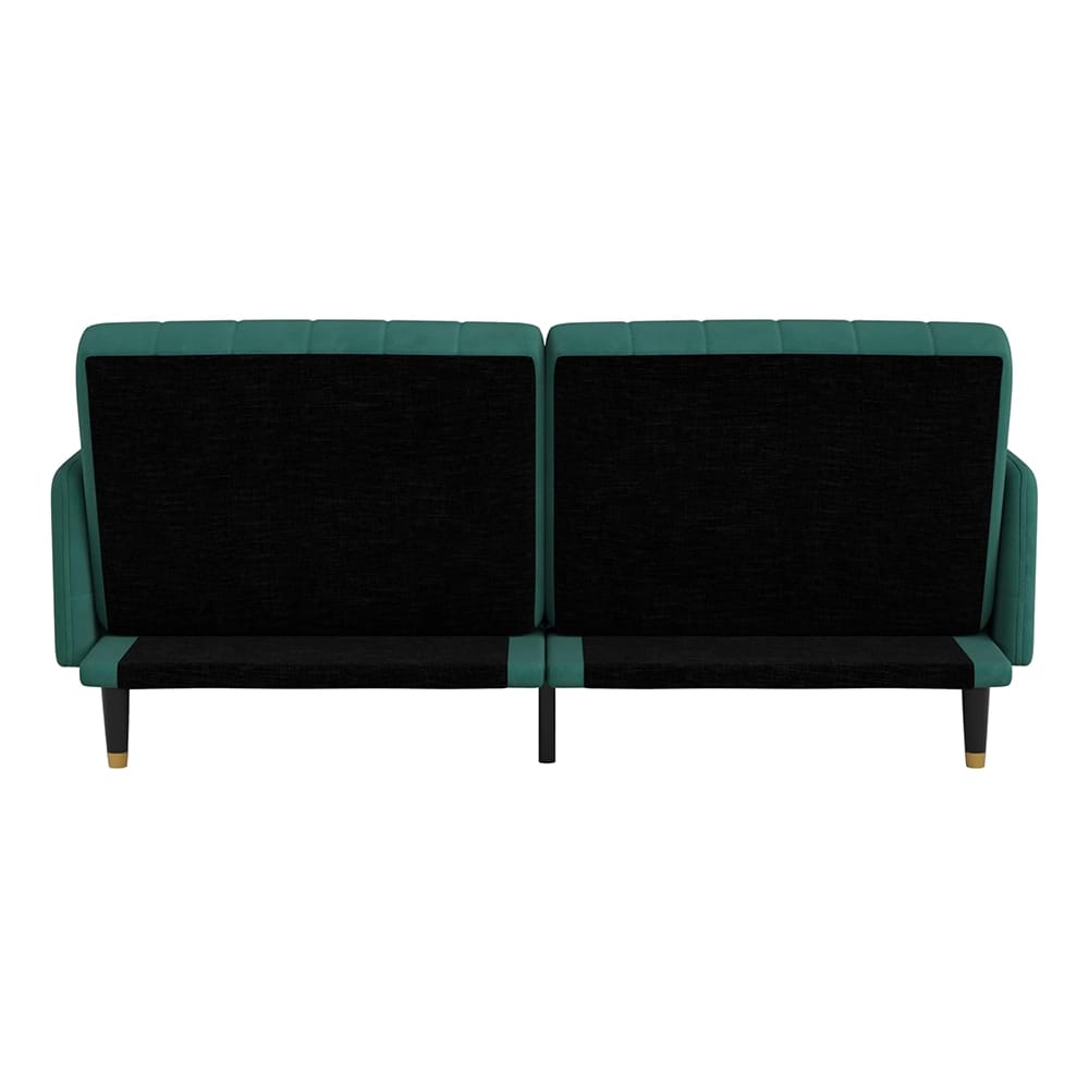 Convertible Split Back Velvet Futon, Emerald