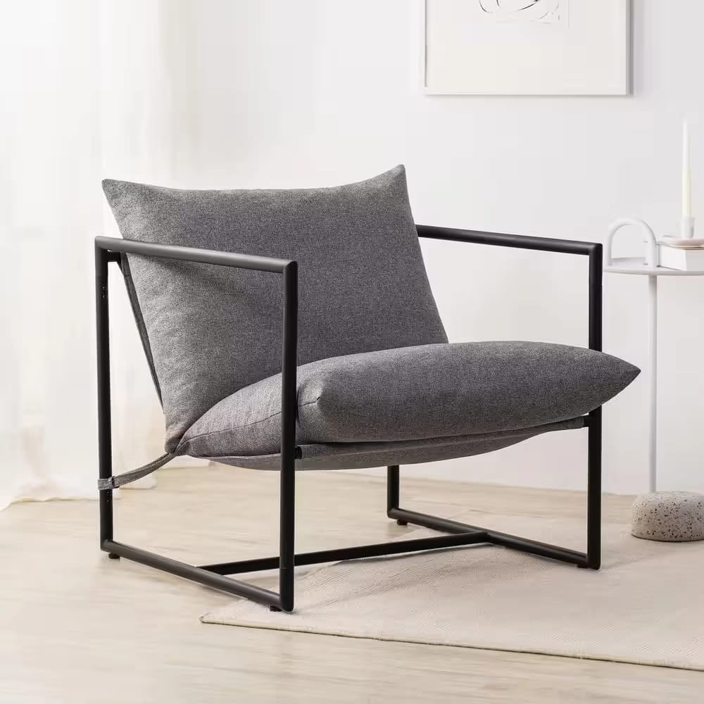 Zinus Ashton Upholstered Sling Accent Chair, Light Gray