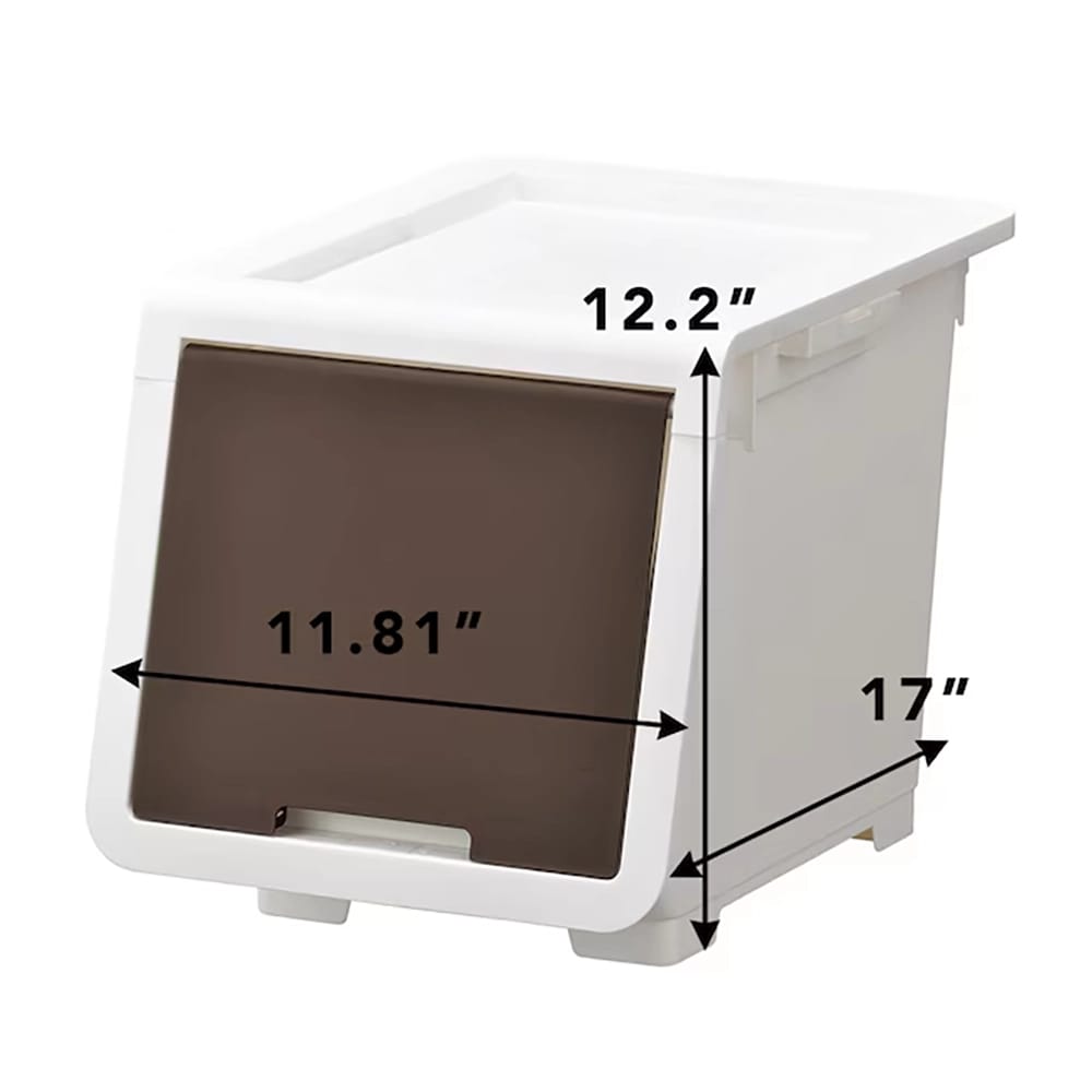 JEJ Astage Small Stackable Bin, White/Brown