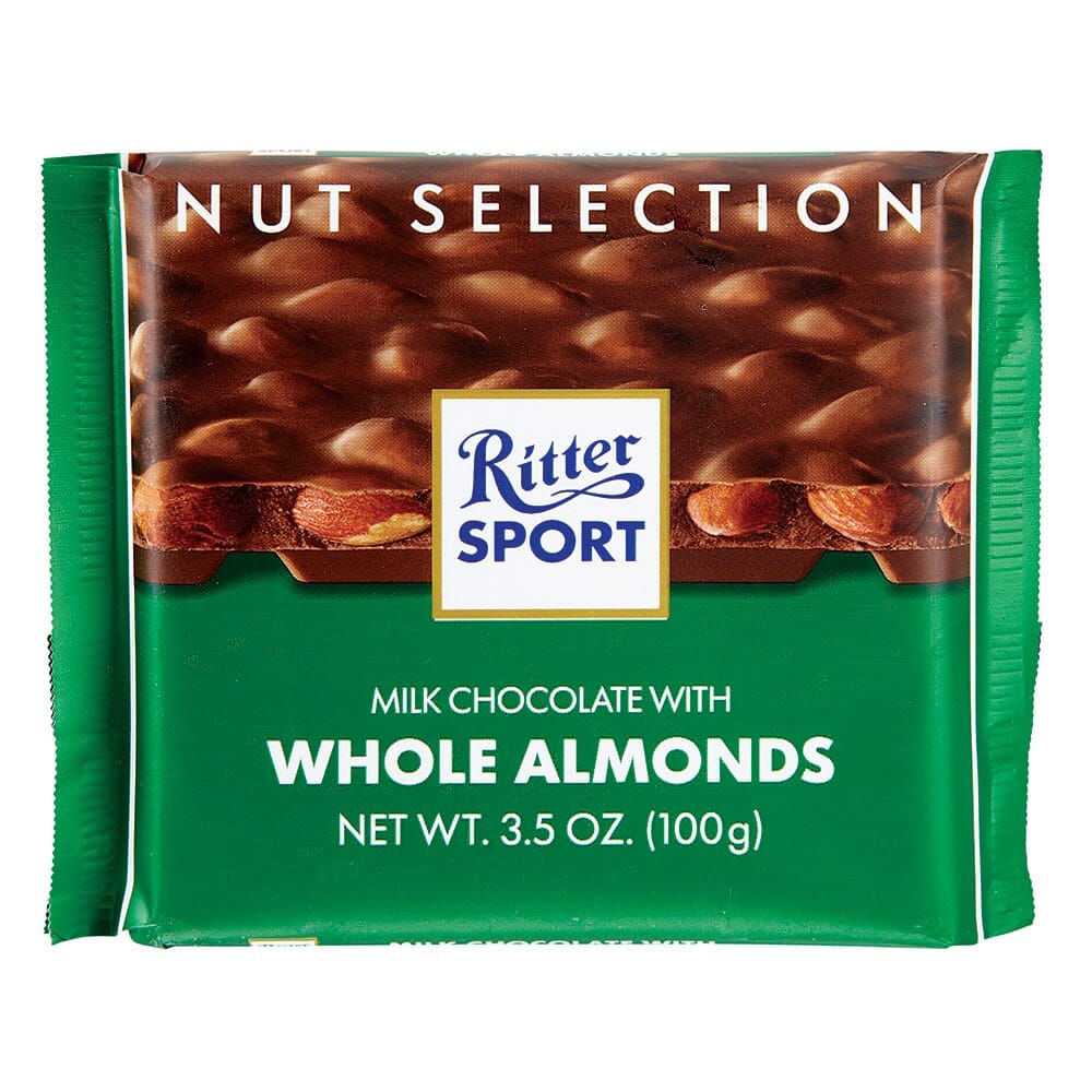 Ritter Sport Nut Selection Milk Chocolate with Whole Almonds, 3.5 oz