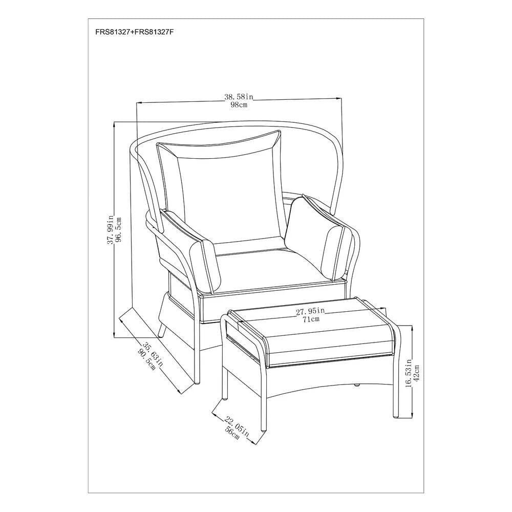 Hampton Bay Pinecroft French Linen 2-Piece Wicker Outdoor Lounge Chair and Ottoman, White/Tan